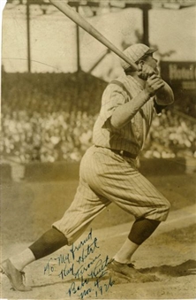 1926 Babe Ruth Signed and Inscribed Photo with Christy Walsh Syndicate Stamp on Reverse (PSA/DNA)